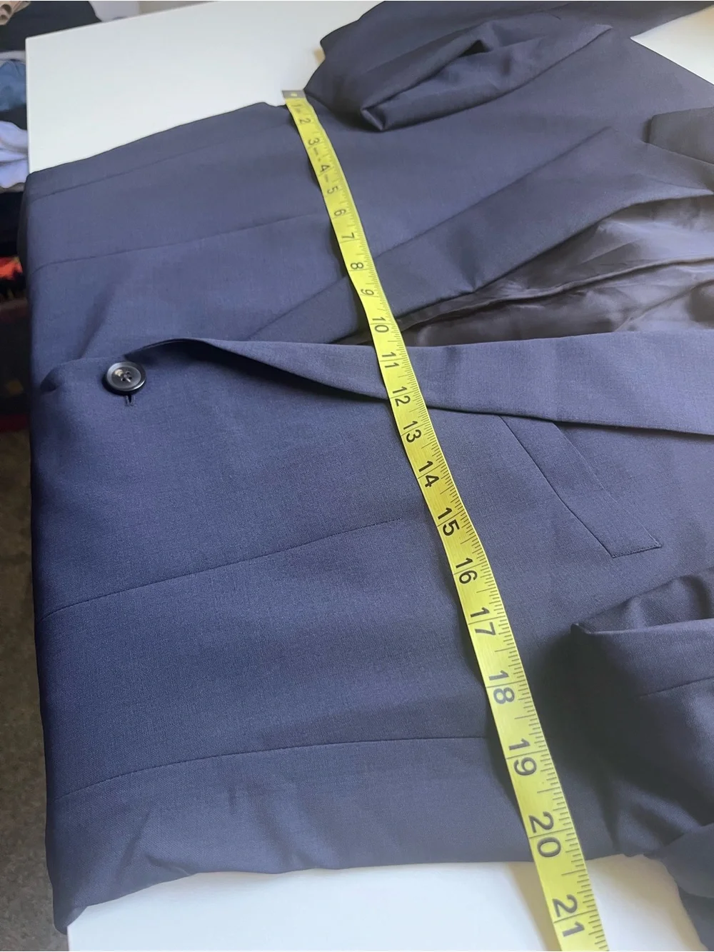 Reiss Hope Wool Blend Notch Lapel 2 Button Travel Blazer Stretch Navy Blue 38S
